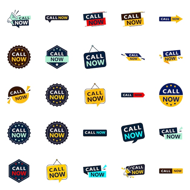 Free Vector call now 25 eye catching typographic banners for driving phone calls