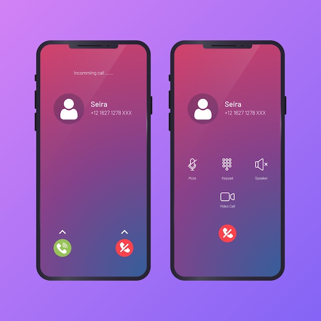 Free vector call screen interface illustration