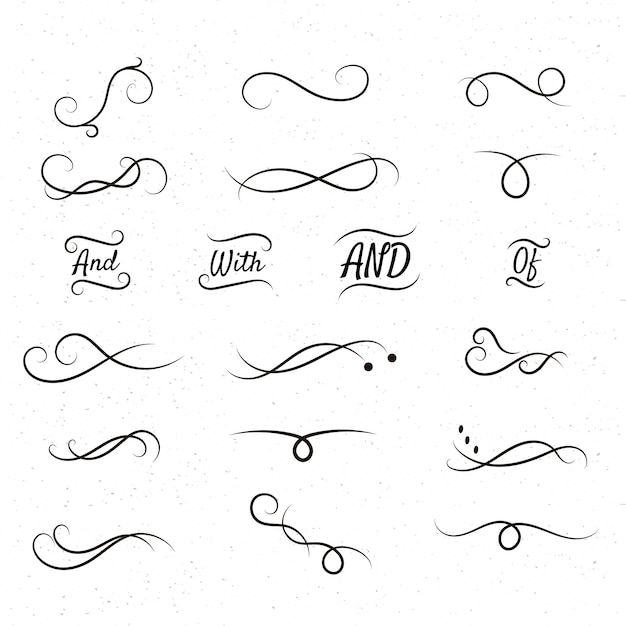 Free Vector calligraphic assemblage of wedding icons