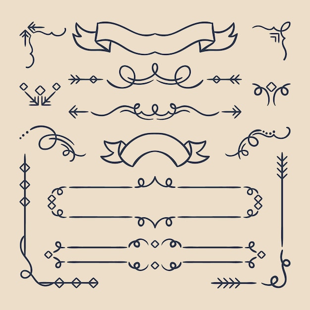 Calligraphic ornamental frames and elements