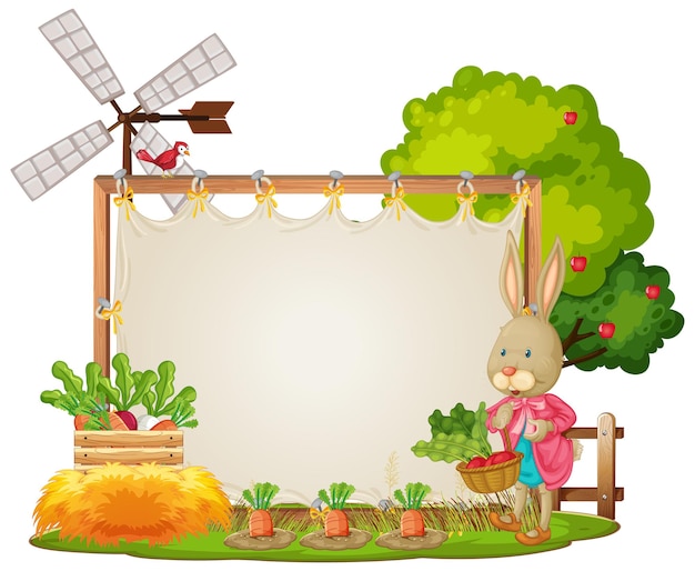 Free vector canvas frame template in the garden scene isolated on white background