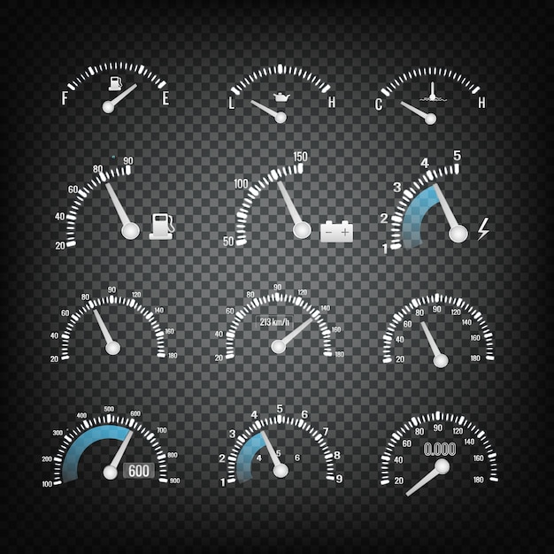 Free Vector car dashboard control panel elements collection