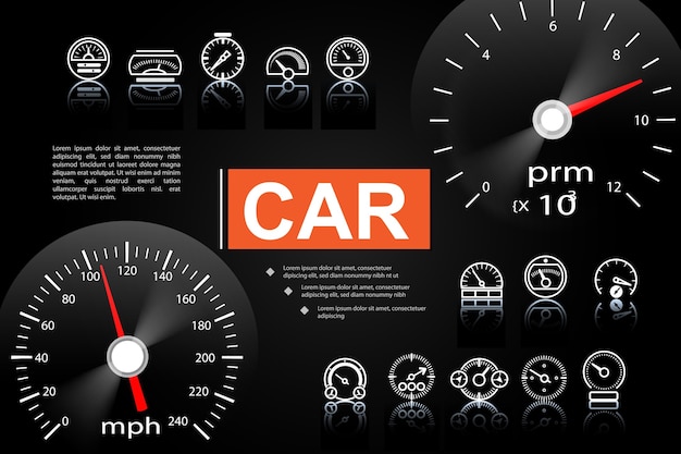 Free Vector car dashboard elements concept 