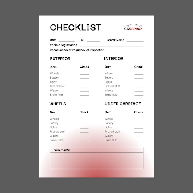 Car service checklist template