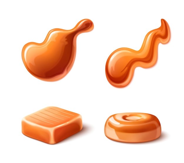 Free vector caramel syrup swirl liquid toffee cream drop flow