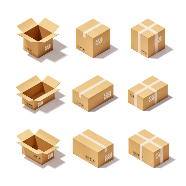 Free Vector cardboard box set