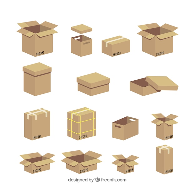 Free vector cardboard boxes collection to shipment