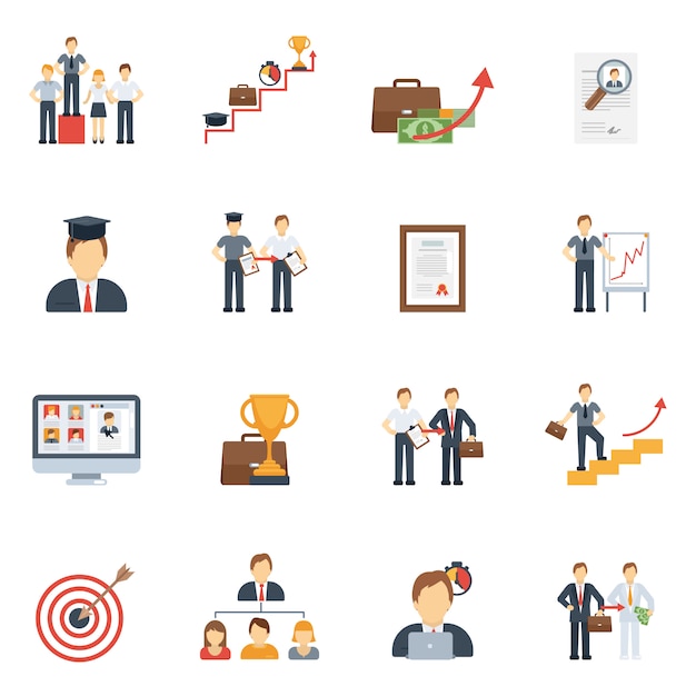 Free Vector career icons flat set