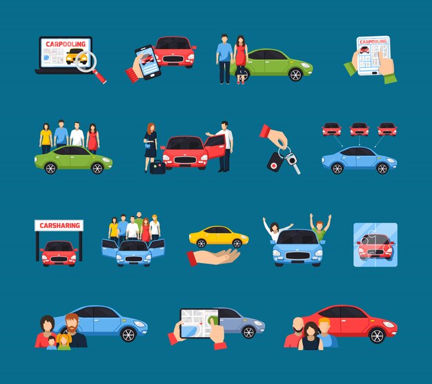 Carsharing Icons Set 