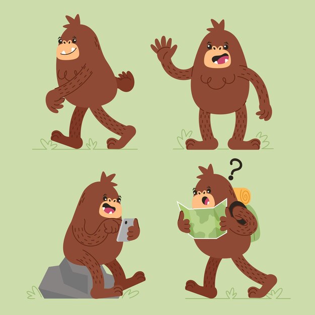 Cartoon bigfoot sasquatch character collection