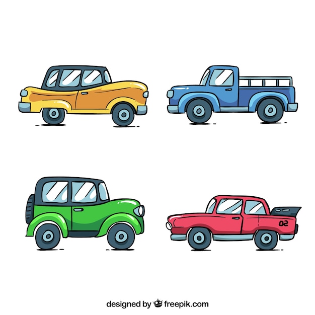 Cartoon car collection with side view