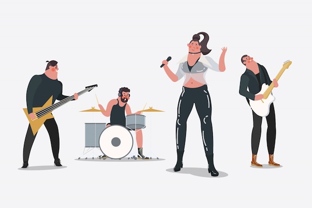 Free vector cartoon character design illustration. professional band