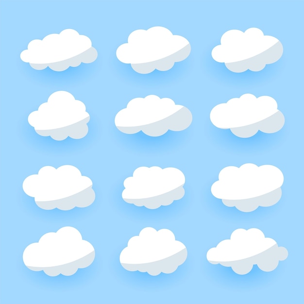 Free Vector cartoon clouds collection of twelve