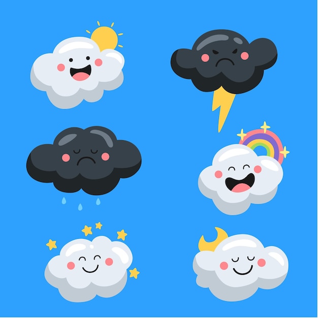 Free vector cartoon clouds collection