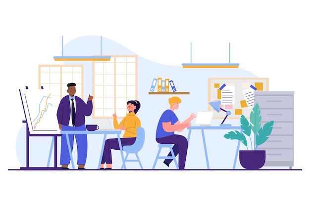 Free vector cartoon coworking space illustration