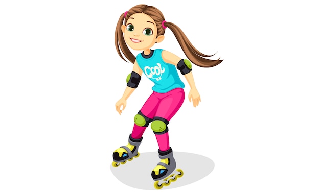 Free Vector cartoon cute little girl skating