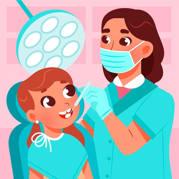 Cartoon dental care concept illustration