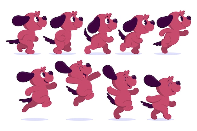 Free Vector cartoon dog animation frames