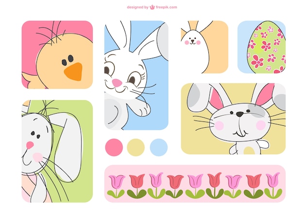 Free vector cartoon easter characters