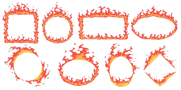 Free Vector cartoon fire frames