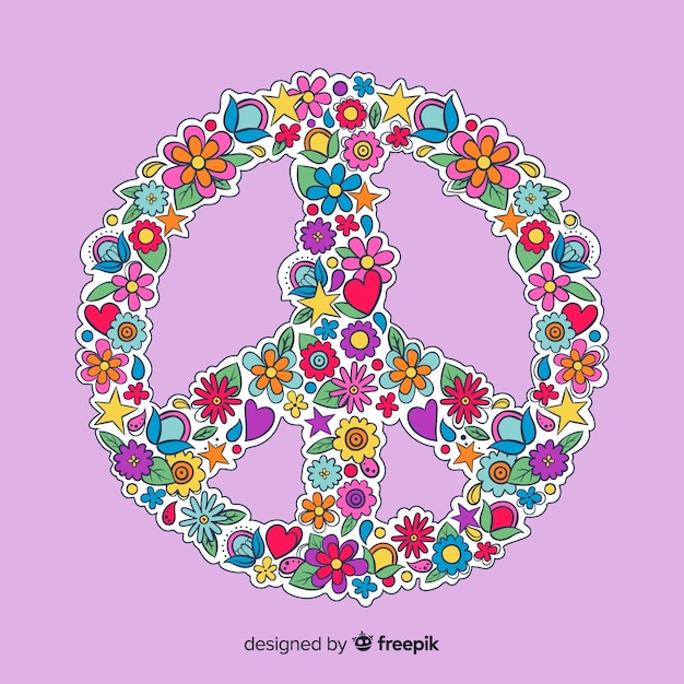 Free Vector cartoon floral peace sign background