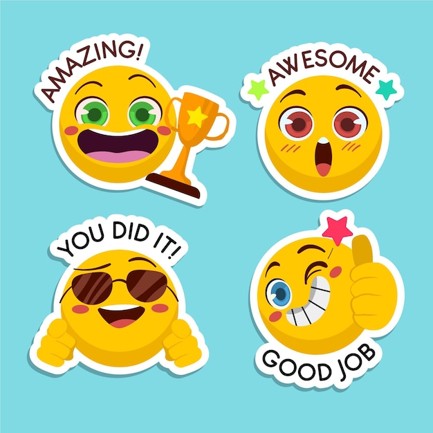 Free vector cartoon good job and great job sticker collection