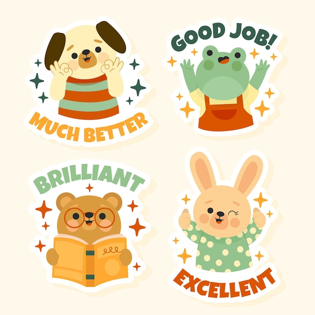 Free vector cartoon good job stickers