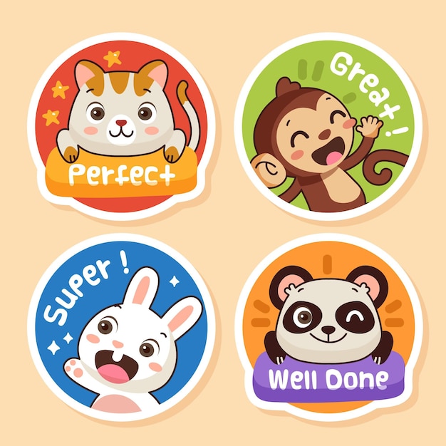 Cartoon great job stickers collection