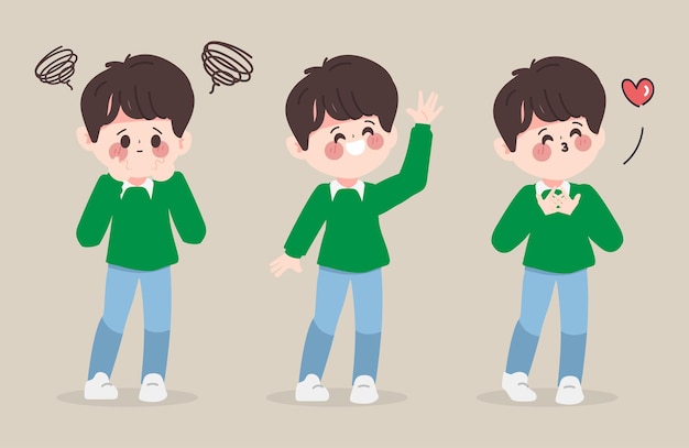 Free vector cartoon hand drawn character boy student. character vector student back to school design.