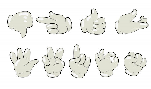 Free vector cartoon hands in gloves set