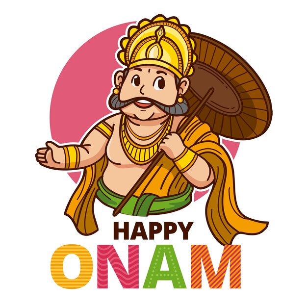 Cartoon indian onam illustration