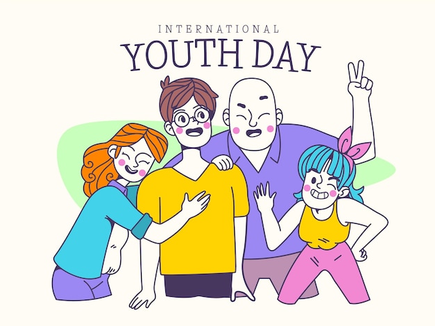 Free vector cartoon international youth day illustration