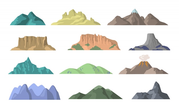 Free Vector cartoon mountains flat elements