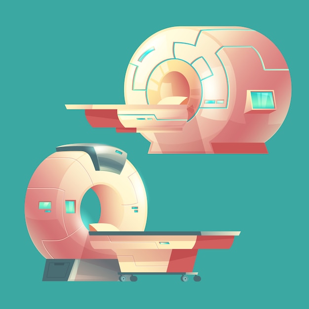 Free Vector cartoon mri scanner for tomography, medical examination. 