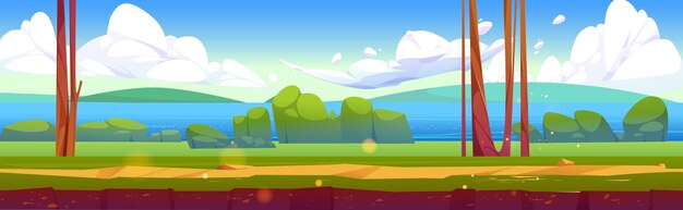 Cartoon nature landscape summer 2d background