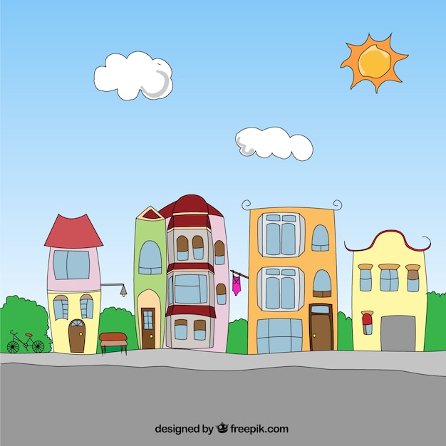 Free vector cartoon neighborhood