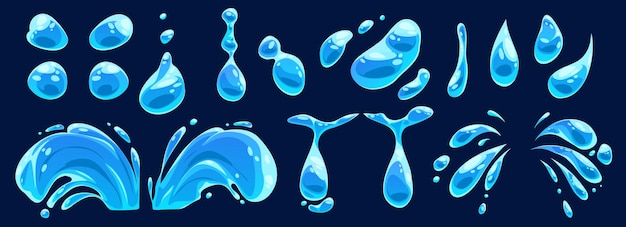 Free Vector cartoon set of water drops and splashes