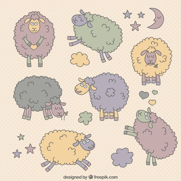 Free vector cartoon sheeps