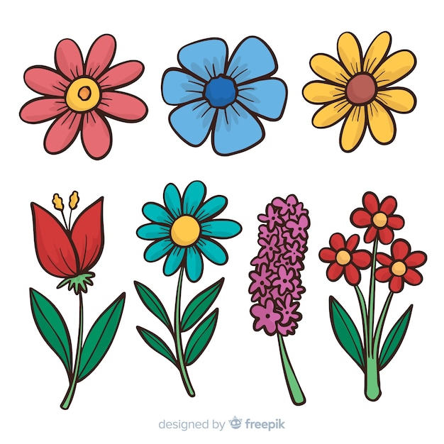 Free vector cartoon spring flower collection