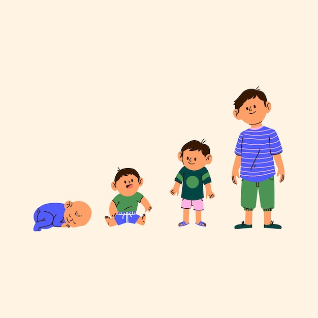 Free Vector cartoon stages of a baby boy illustration