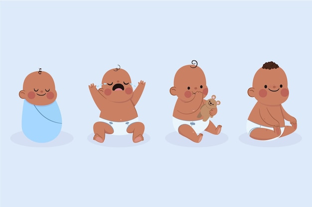 Free vector cartoon stages of a baby boy