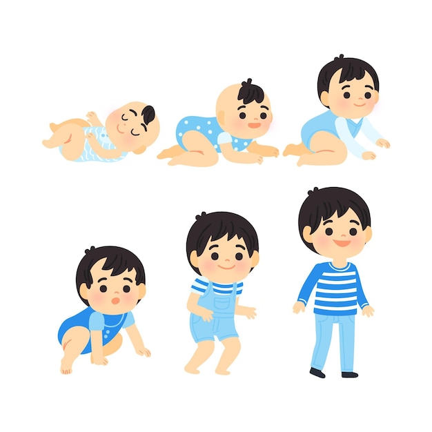 Free vector cartoon stages of a baby boy