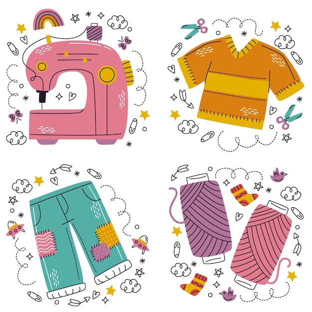 Free vector cartoon style fashion  sticker set