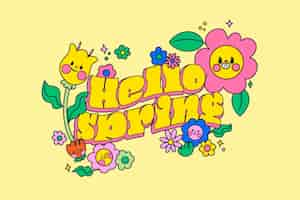 Free vector cartoon style hello spring background