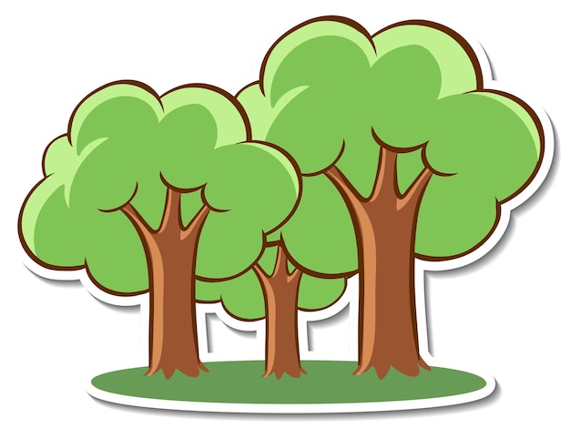 Free Vector cartoon tree sticker on white background