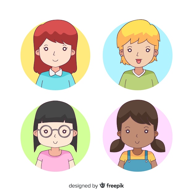 Free Vector cartoon woman avatar pack