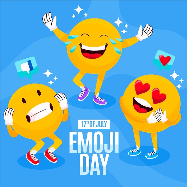 Free vector cartoon world emoji day illustration