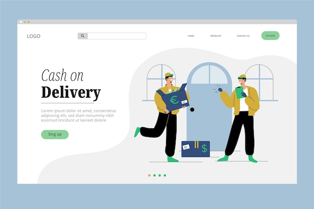 Free Vector cash on delivery concept - landing page