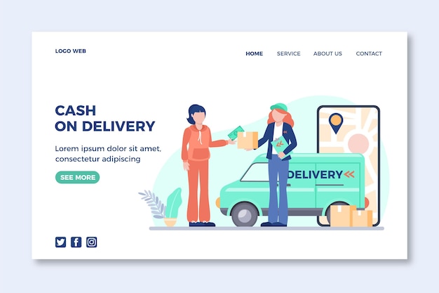 Free Vector cash on delivery concept - landing page