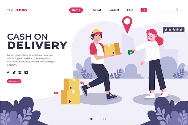 Free Vector cash on delivery concept - landing page